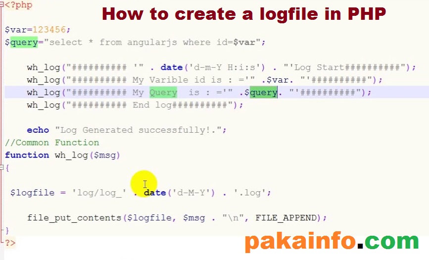 How to create a logfile in PHP