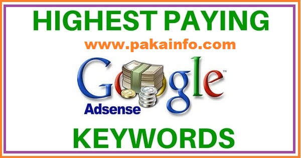 Google Adsense High CPC Paying Keywords List