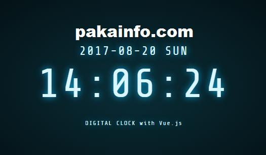 Simple Digital Clock with Date using VueJS