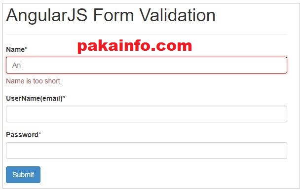 Angular 6 Form Validation with Message Angular 6 Live Validation