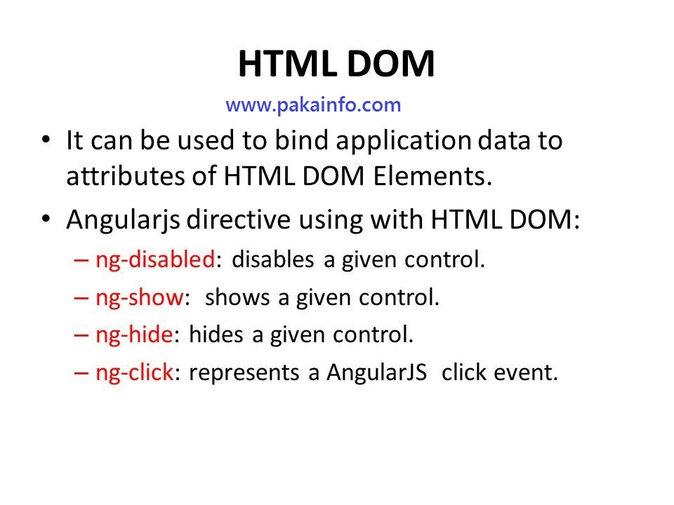 AngularJS HTML DOM Manipulation Example