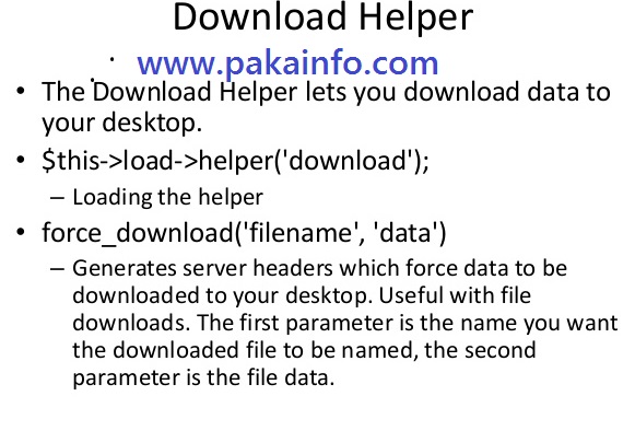 Codeigniter File Download Helper - Download file from database - URL using Server