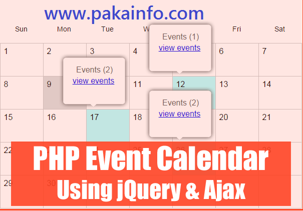 Create dynamic calendar using jQuery, Ajax and PHP