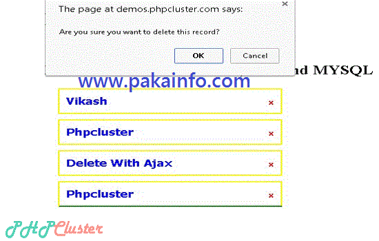 PHP MySQL Delete record with confirmation popup using jquery ajax