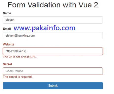 vuejs Form Validation Handling Forms and Submitting form