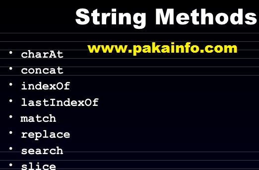 String Methods List using JavaScript Example