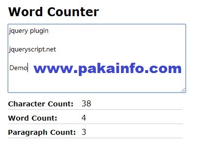 jquery Count Number of characters in string input