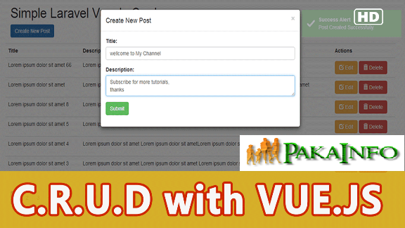 Vue.js Simple CRUD Tutorial Example From Scratch