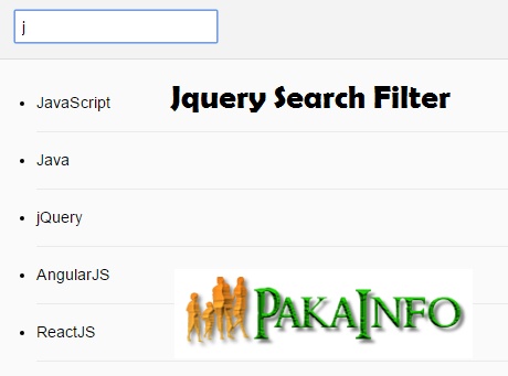 Jquery Live Search Filter Example with Demo