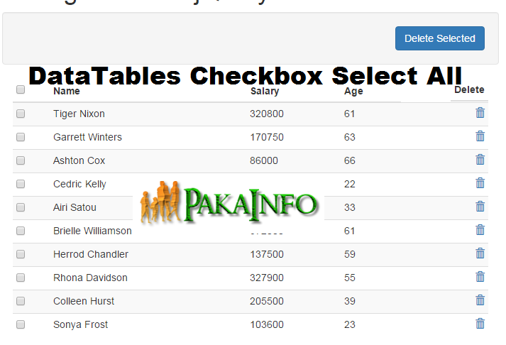 DataTables Checkbox Check All Example