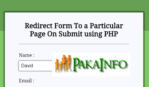 PHP Redirect To Another page Example