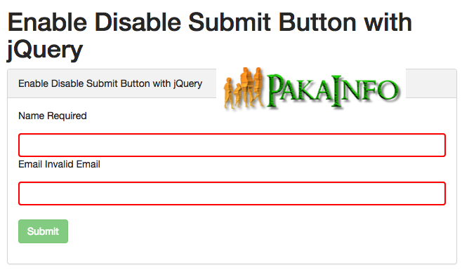 jQuery Enable Disable Submit Button Example