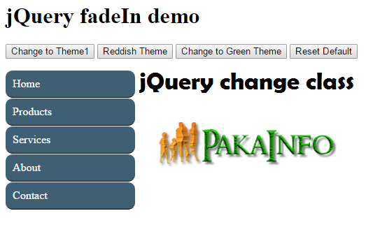 jQuery change class Examples with Demo
