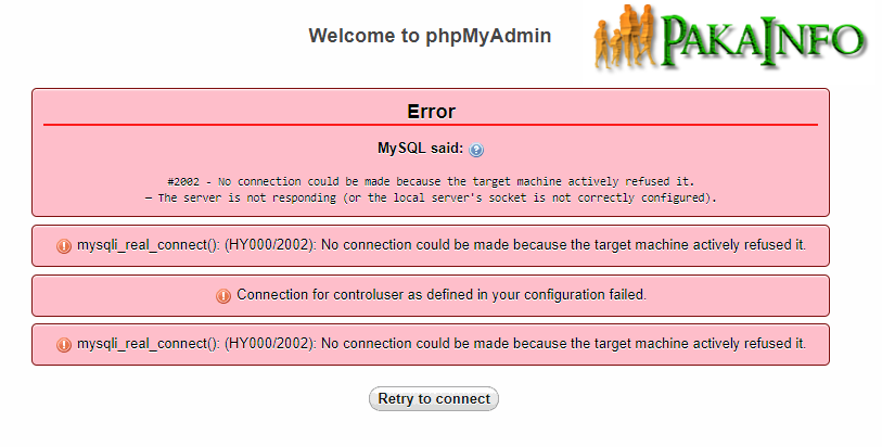 localhost Phpmyadmin Server Error