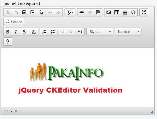 jQuery CKEditor Validation Example with demo