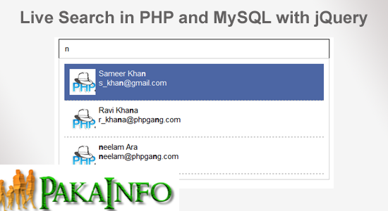 PHP MySQL ajax Autocomplete Live Search Box in jQuery