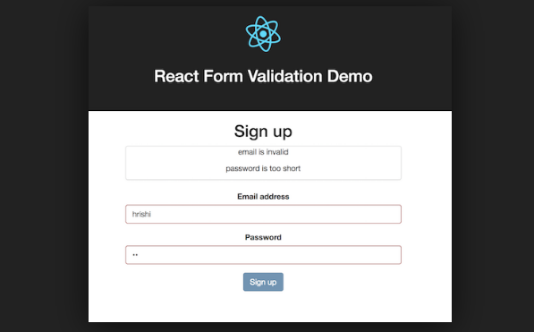 Reactjs Form Validation Example with Demo