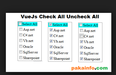 Check all checkboxes in vuejs