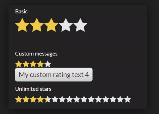Pure JavaScript Star Rating Example