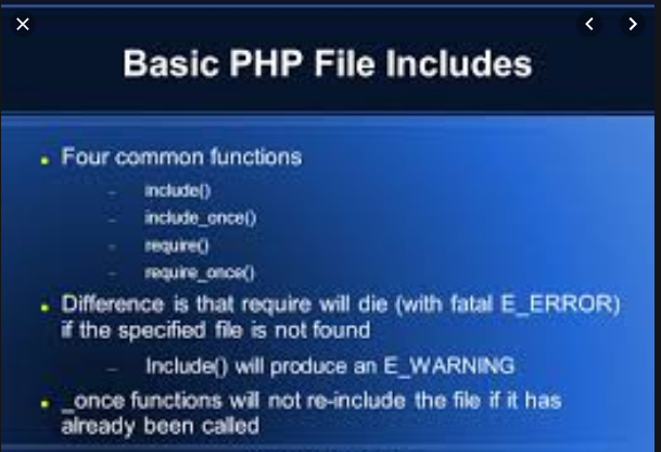 PHP Include and Require commands