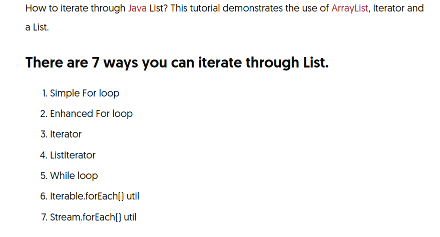 7 Ways to Iterate Through ArrayList in Java Loop