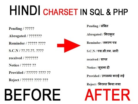 hindi text in mysql database using php