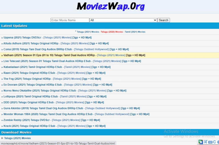 MoviezWap-homepage