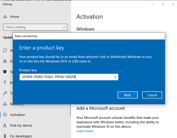 product key windows 10 pro t83gx