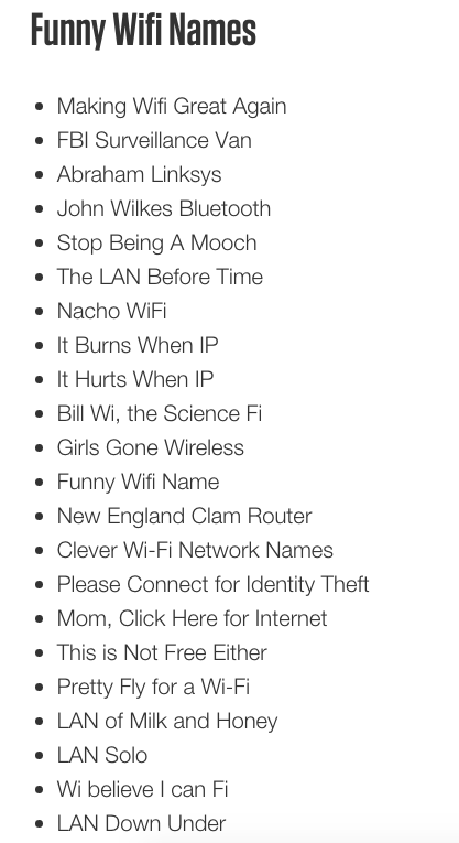 Funny WiFi Names - 2022