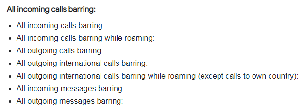 Types Of Call Barring