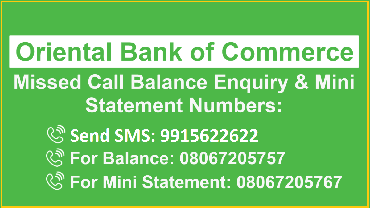 oriental bank balance check number