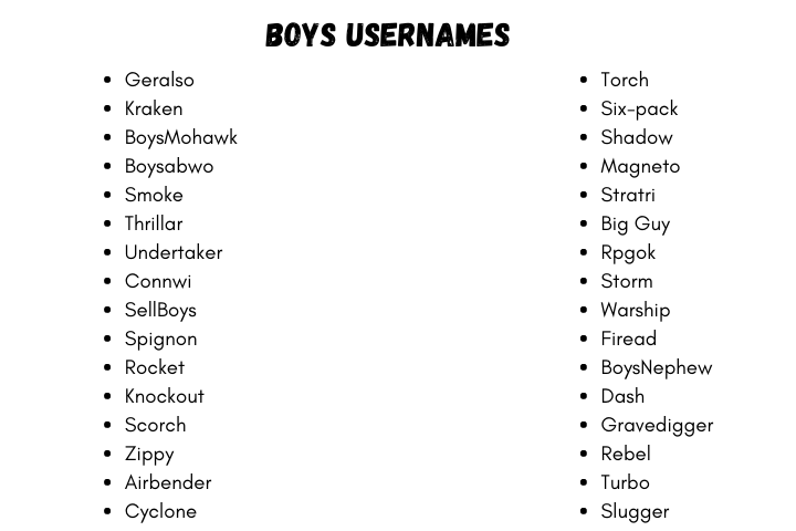 500+ Unique And Cool Usernames For Boys : Boys Usernames - Pakainfo
