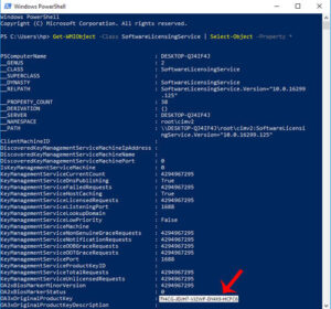 search windows key with powershell command
