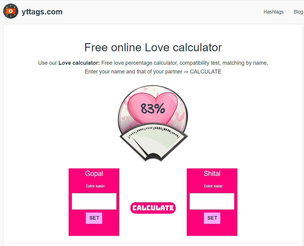 Love Calculator [99.99% Accurate] | Love Meter to Calculate Love Percentage