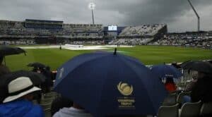 Britain Cricket - Australia v New Zealand - 2017 ICC Champions Trophy Group A - Edgbaston - June 2, 2017 General view as rain stops play Action Images via Reuters / Andrew Boyers Livepic EDITORIAL USE ONLY.