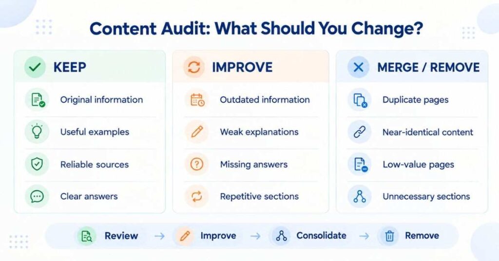 SEO content audit checklist for improving weak website articles