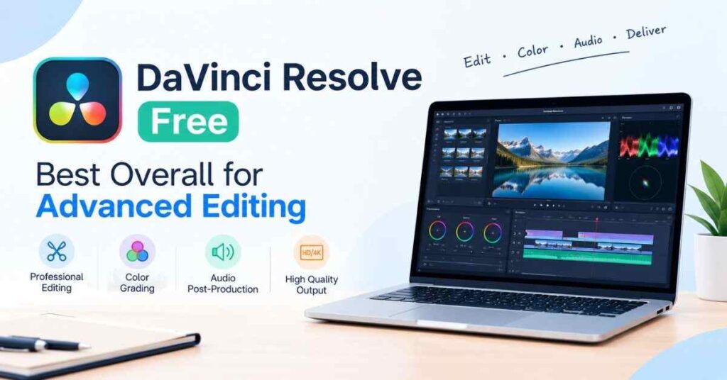 DaVinci Resolve Free — Best Overall for Advanced Editing